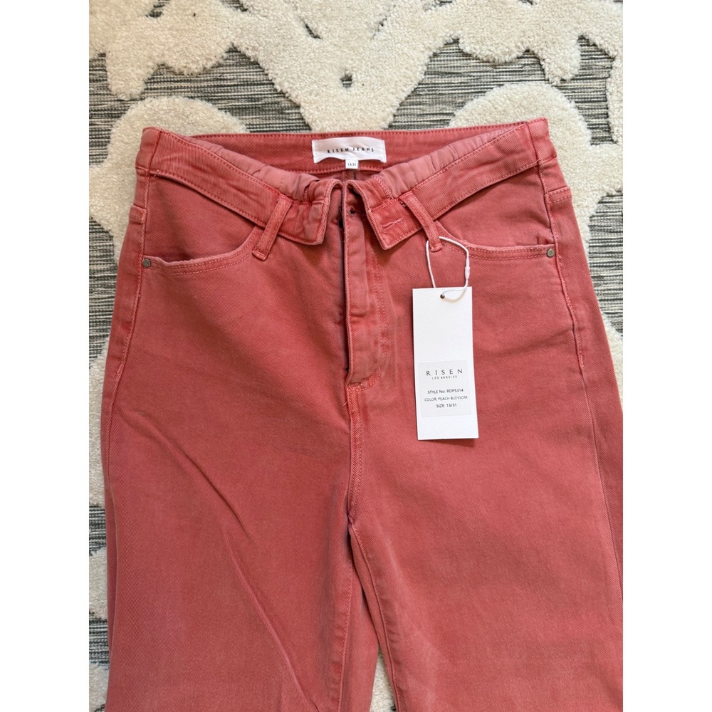 Risen Jeans Peach Blossom Wide Leg High Rise Crossover Waist Pants RDP5314 13/31 - Picture 4 of 8